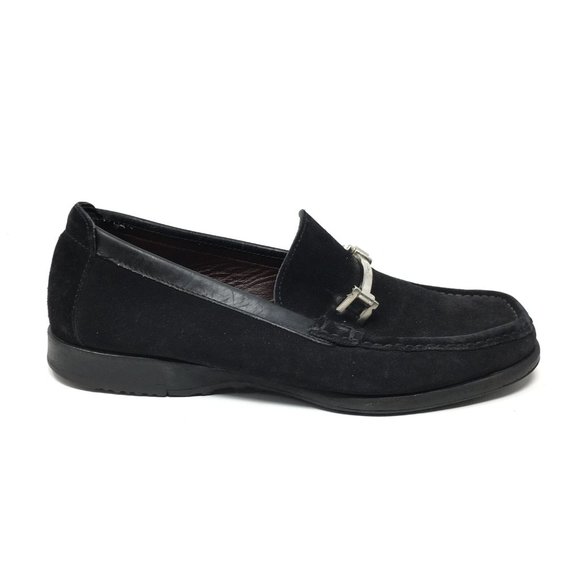 Men\'s Salvatore Ferragamo Horsebit Slip On Loafers Shoes Size 8 2E Black Suede main image 4
